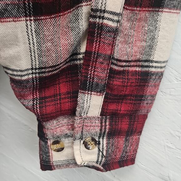 NWT Men's River Trail Zip Plaid Flannel Jacket  in Red and White Large MSRP $85. - Picture 6 of 6